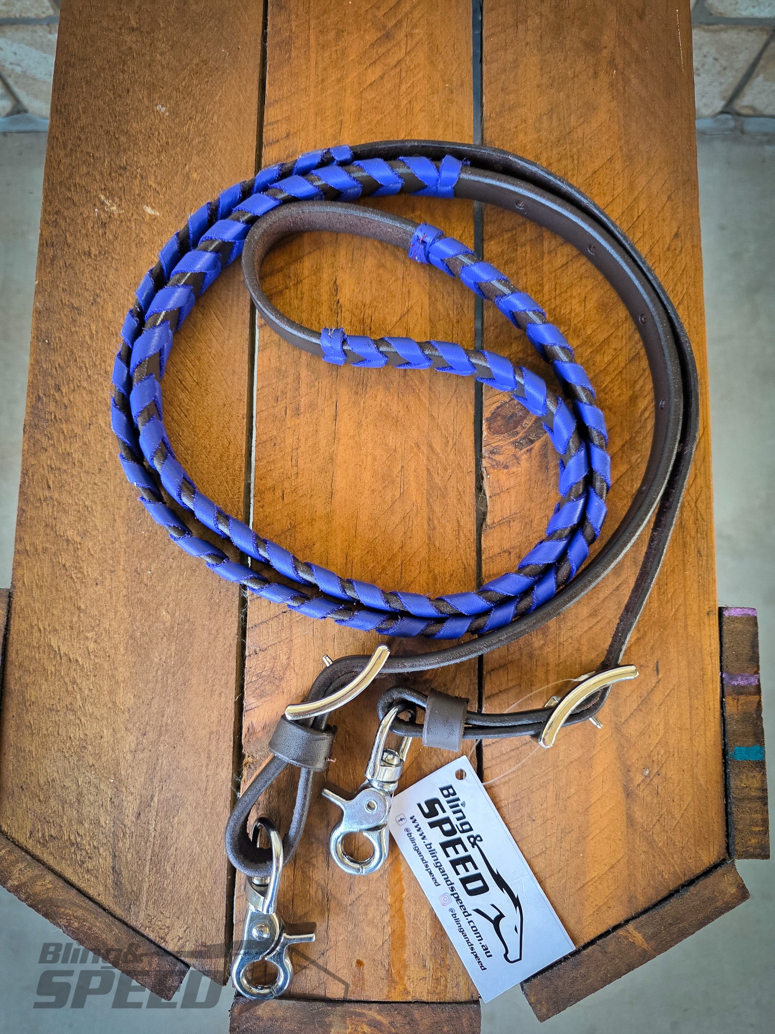 Laced Barrel Reins - Blue