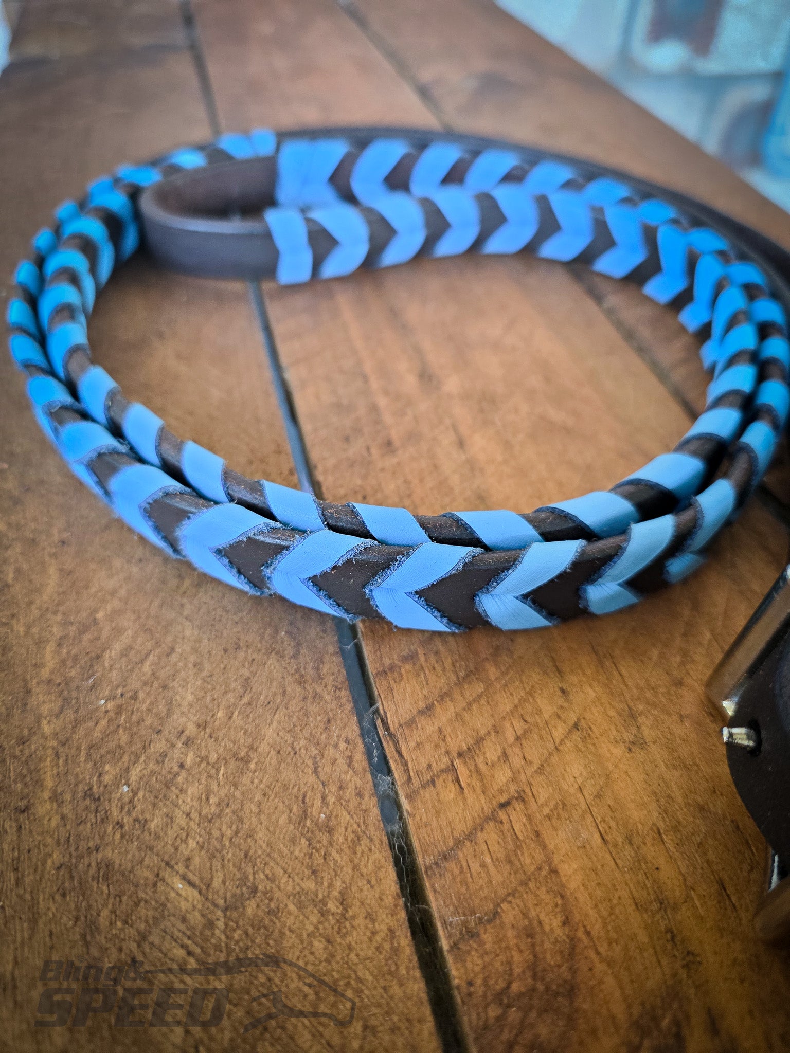 Laced Barrel Reins - Sky Blue