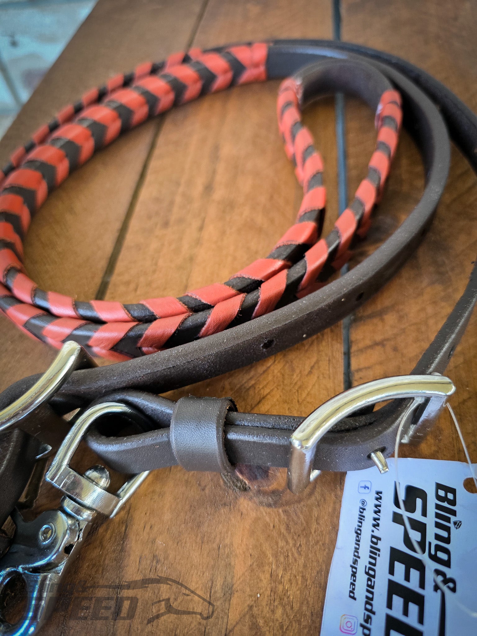 Laced Barrel Reins - Burnt Orange