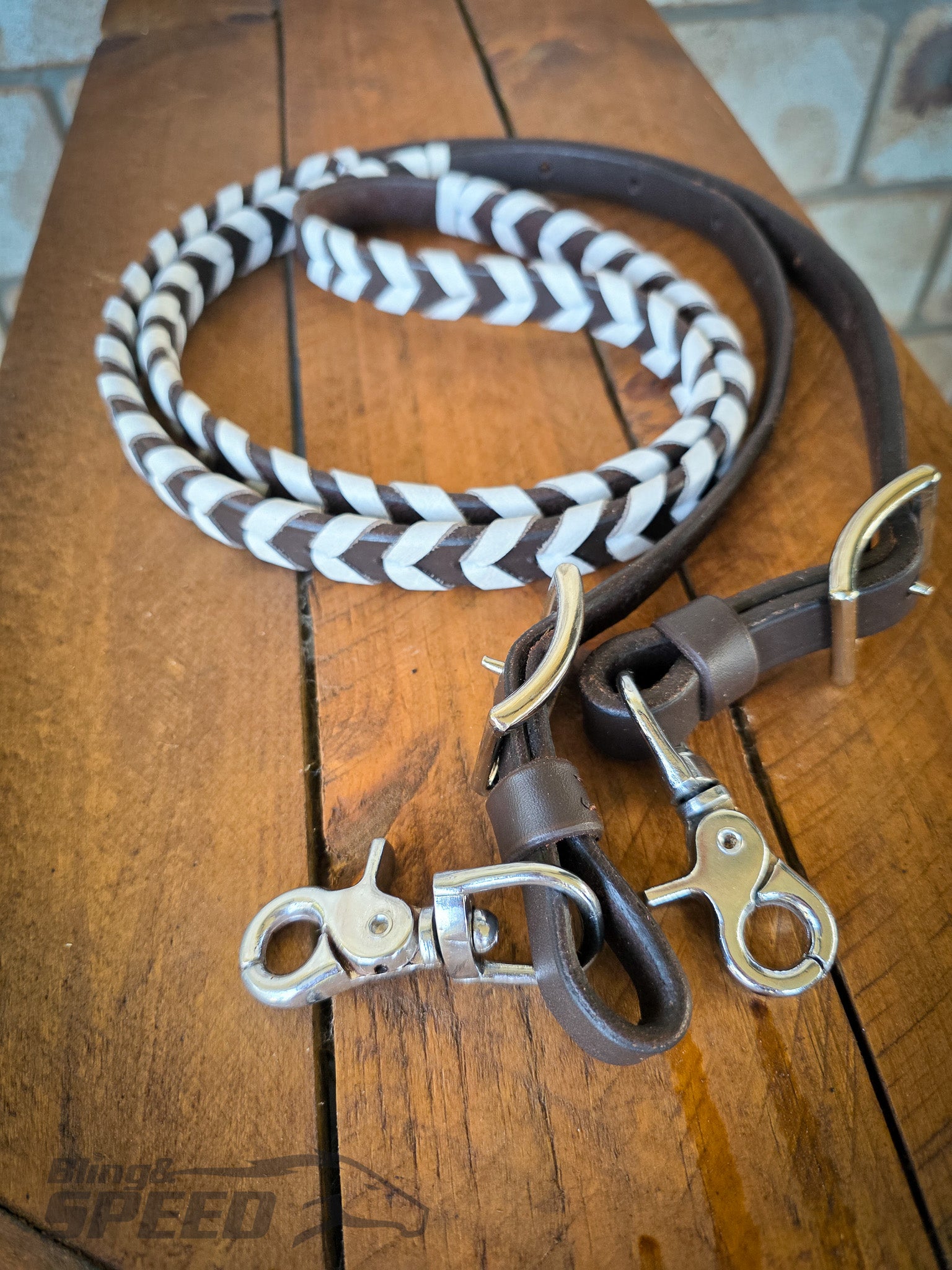 Laced Barrel Reins - White