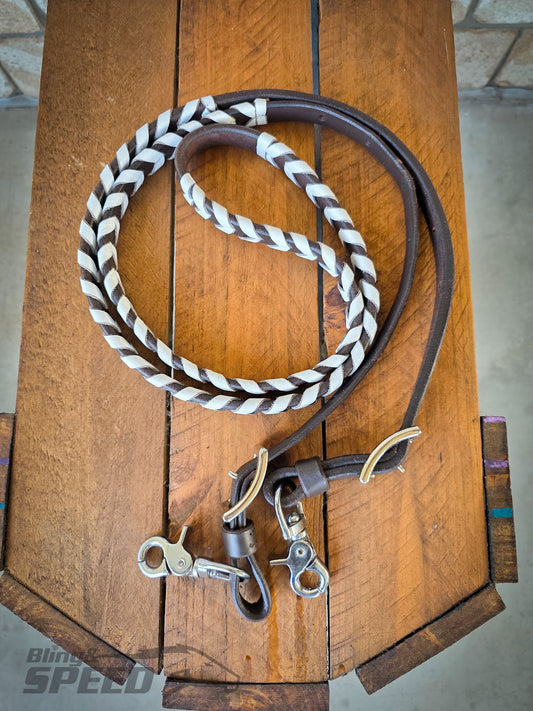 Laced Barrel Reins - White