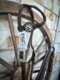 Load image into Gallery viewer, Braided Chocolate Leather Western Tack Set – Crystal Rhinestone Conchos
