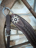 Load image into Gallery viewer, Braided Chocolate Leather Western Tack Set – Crystal Rhinestone Conchos
