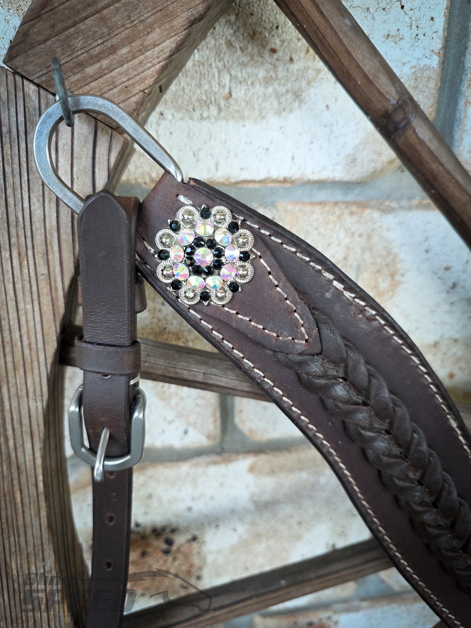 Braided Chocolate Leather Western Tack Set – Crystal Rhinestone Conchos