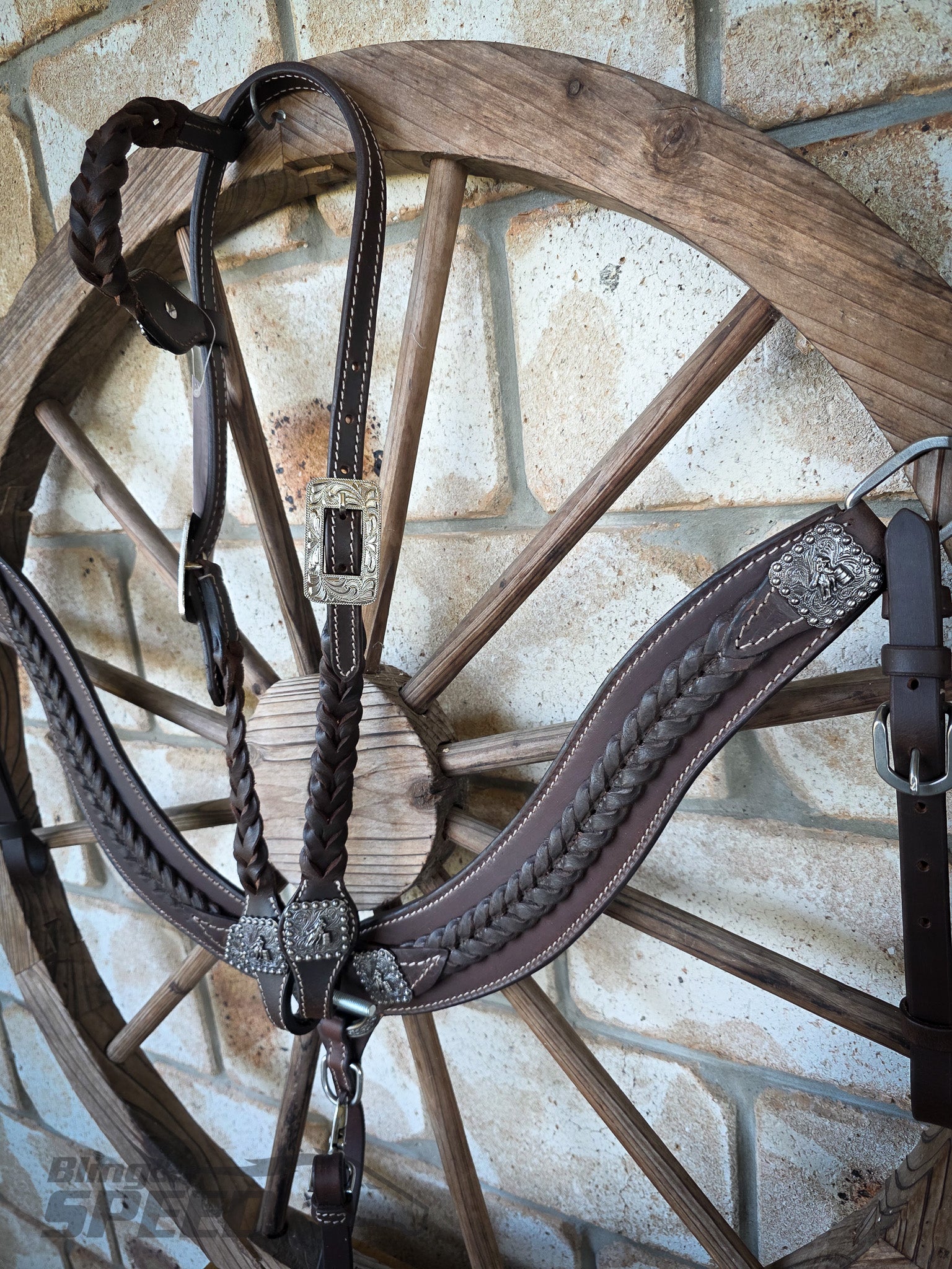 Braided Chocolate Leather One-Ear Tack Set