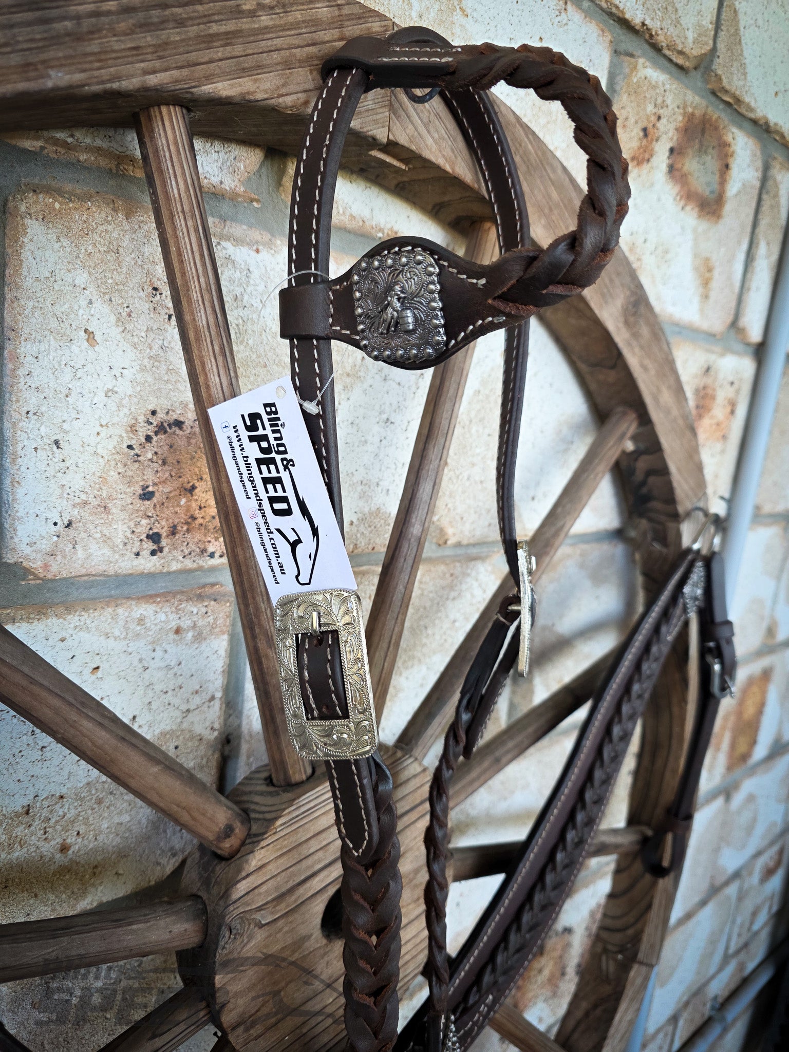 Braided Chocolate Leather One-Ear Tack Set