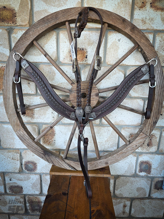 Braided Chocolate Leather One-Ear Tack Set