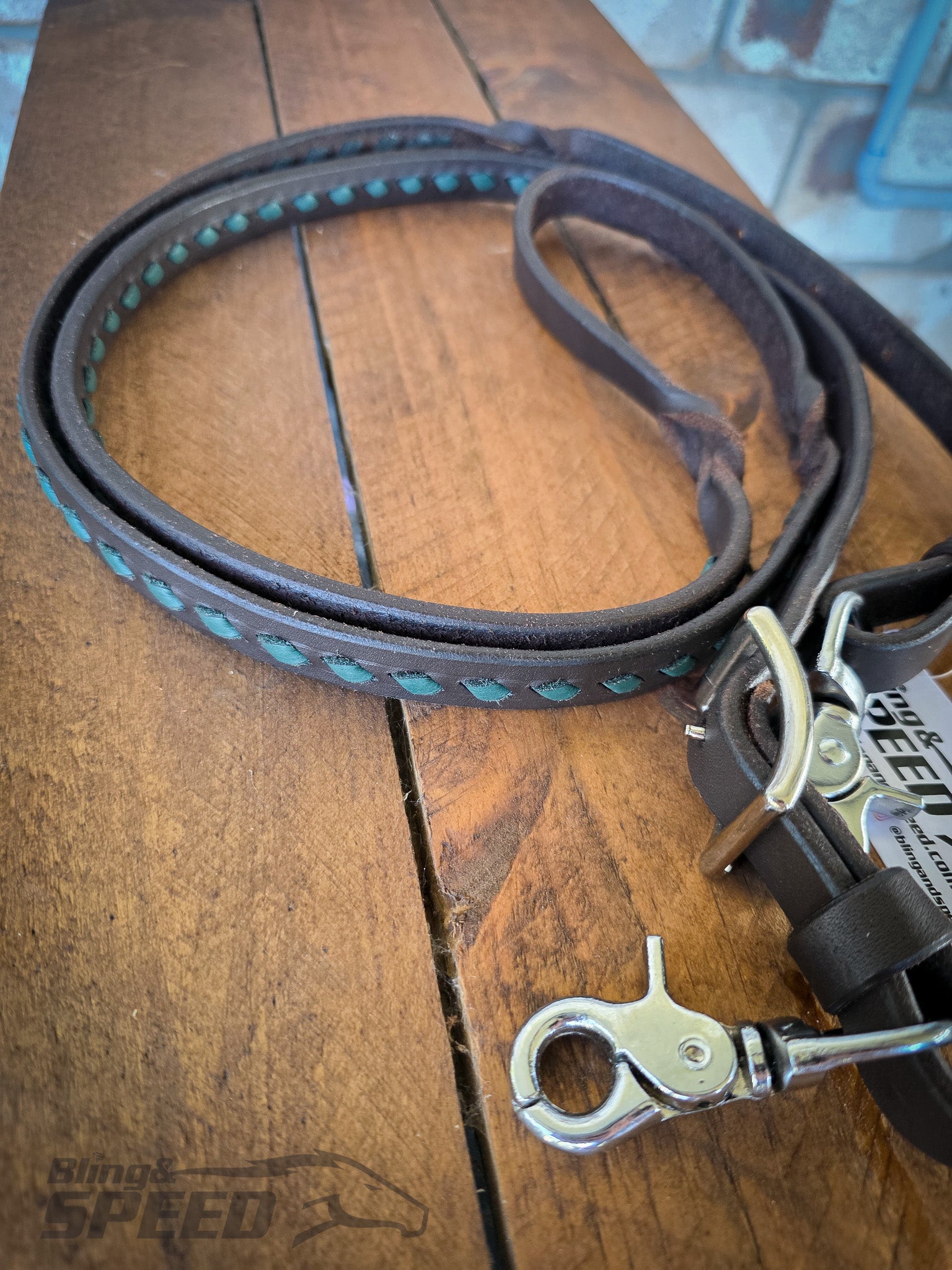 B&S Twisted Bloodknot Buckstitched Barrel Reins - Forrest Green