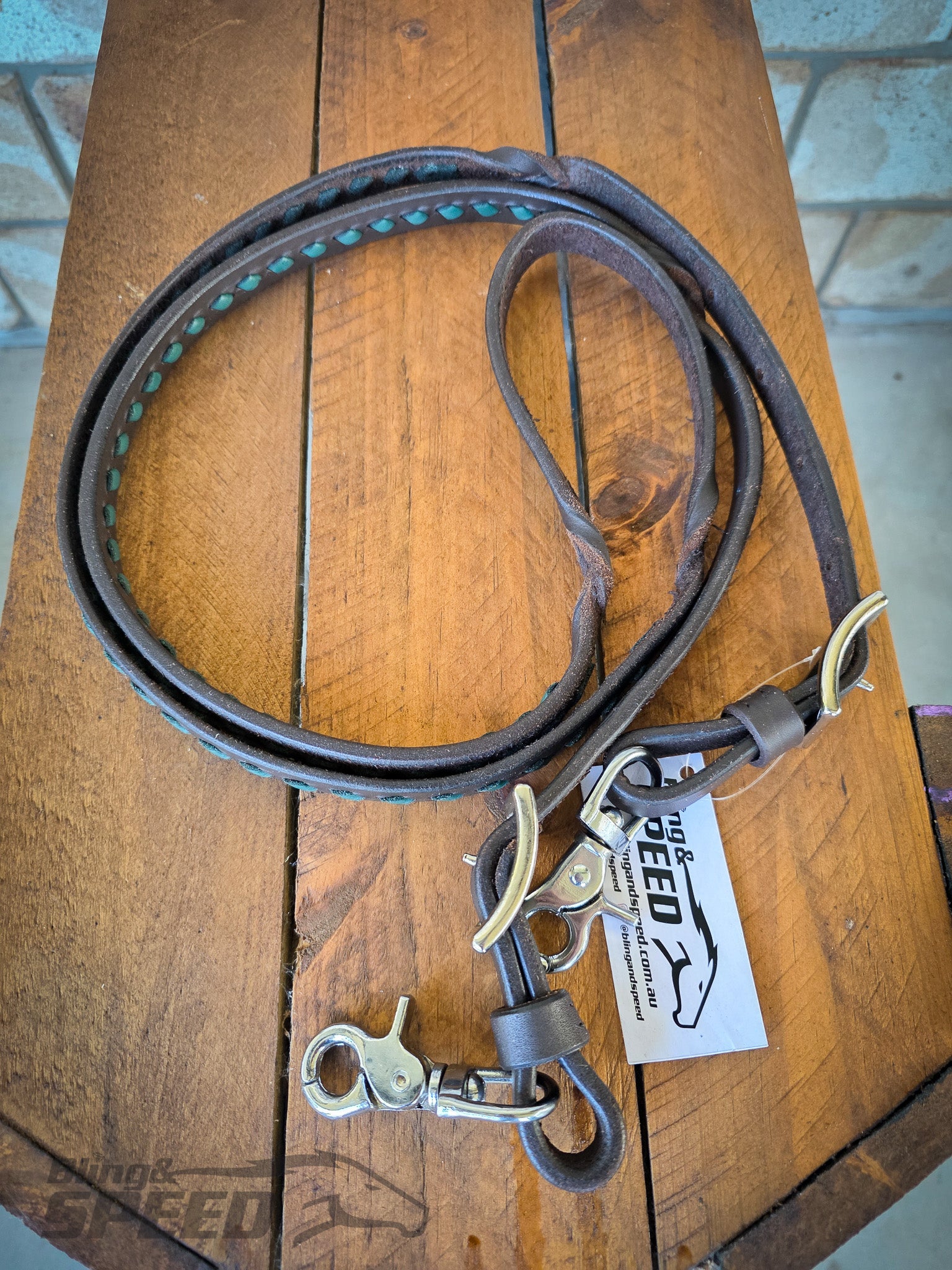B&S Twisted Bloodknot Buckstitched Barrel Reins - Forrest Green