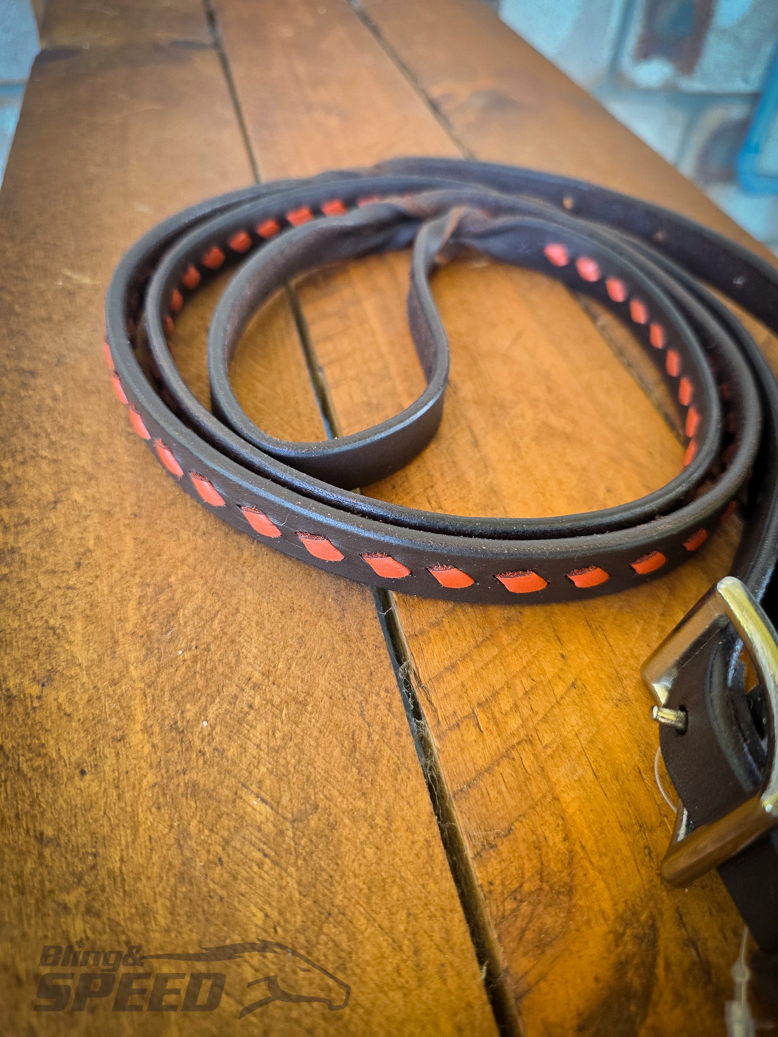 B&S Twisted Bloodknot Buckstitched Barrel Reins -Burnt Orange