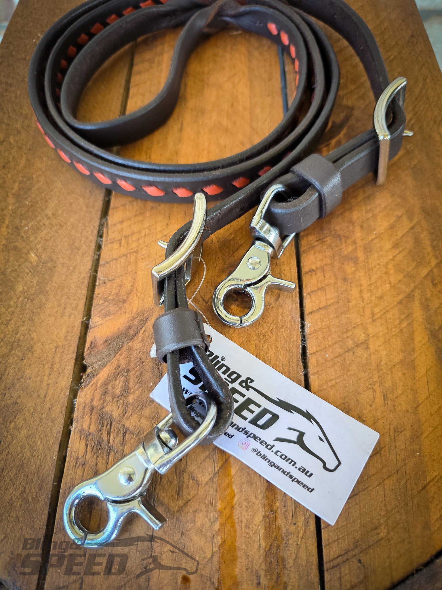 B&S Twisted Bloodknot Buckstitched Barrel Reins -Burnt Orange