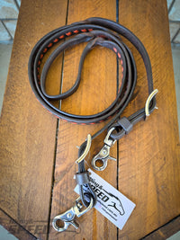 B&S Twisted Bloodknot Buckstitched Barrel Reins -Burnt Orange