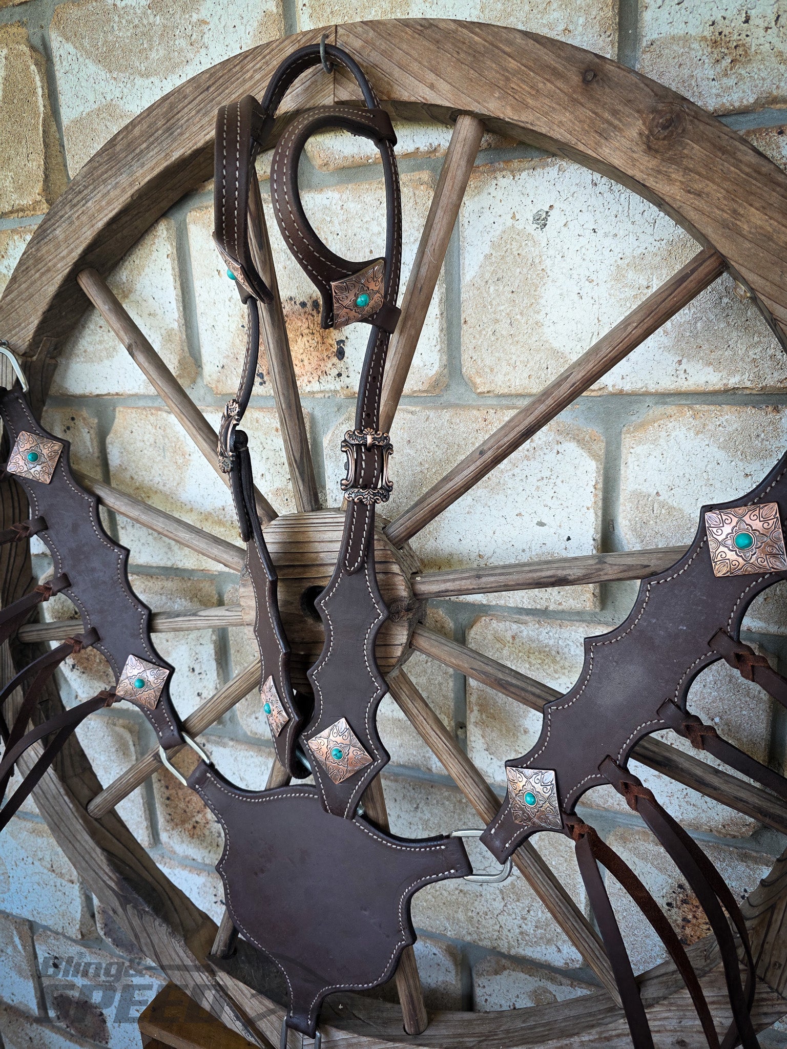 Chocolate Leather Western Tack Set - 2 Ear Headstall