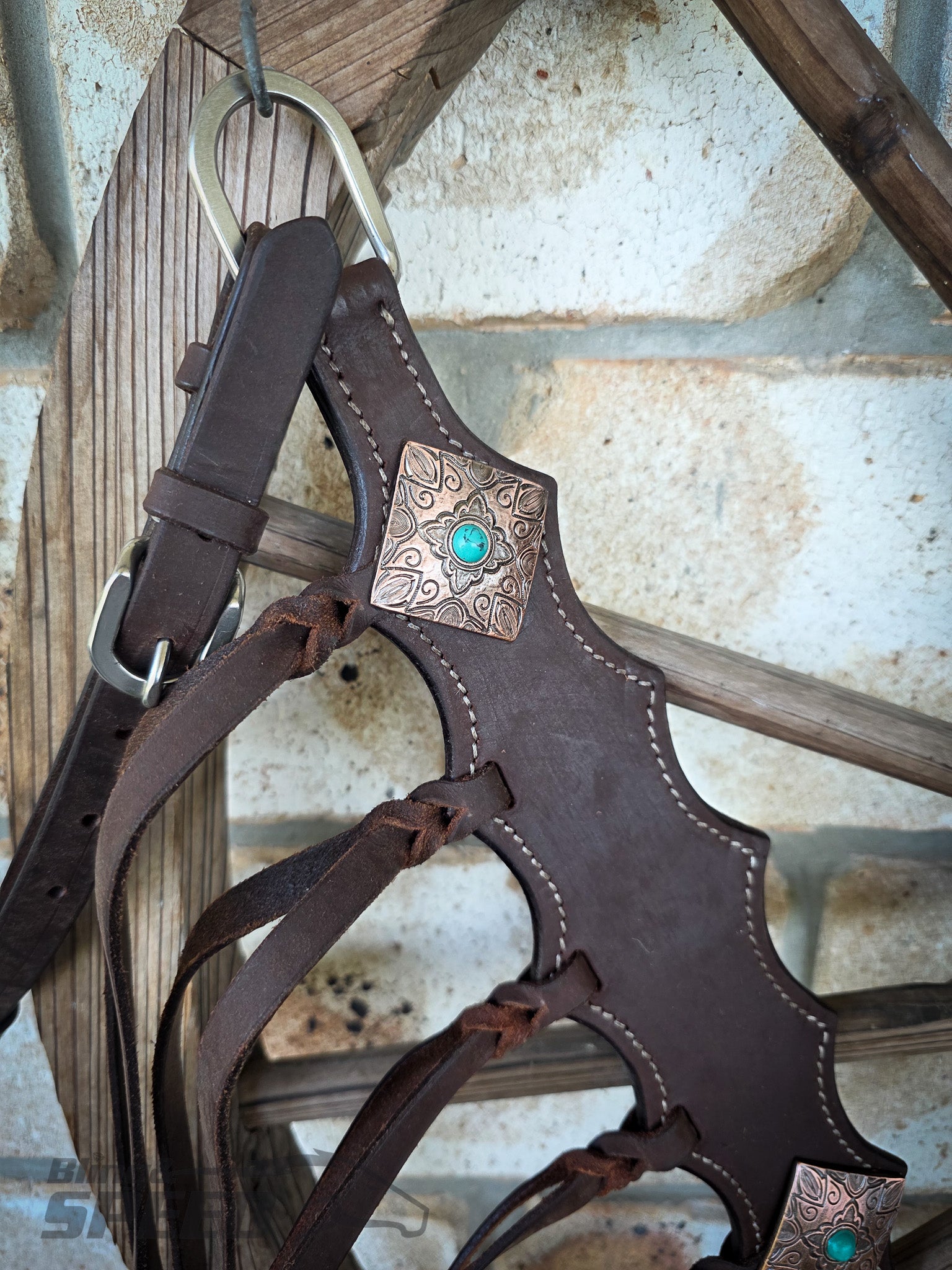 Chocolate Leather Western Tack Set - 2 Ear Headstall