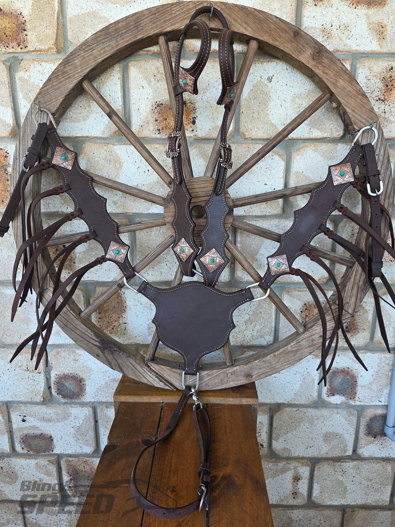 Chocolate Leather Western Tack Set - 2 Ear Headstall