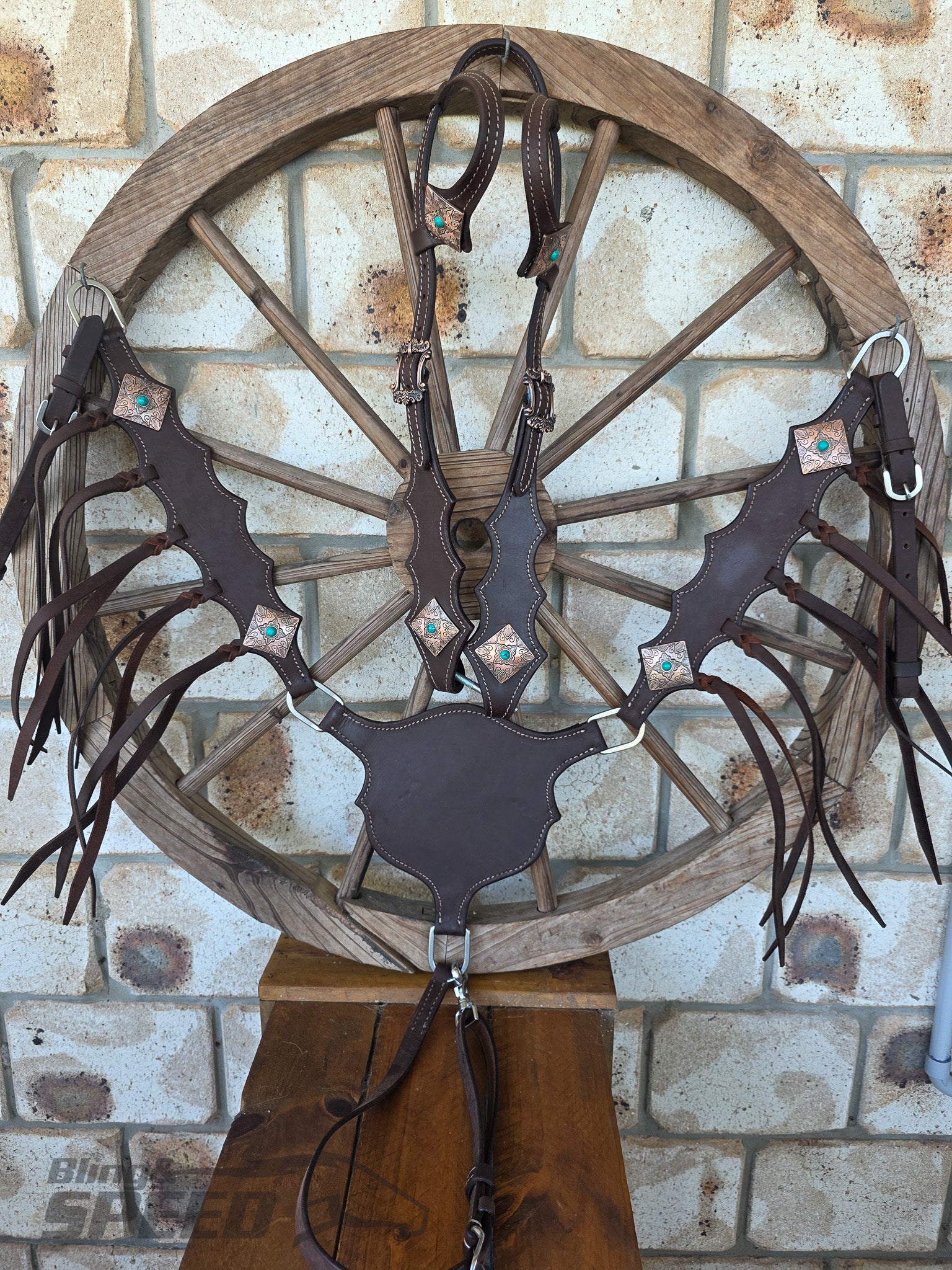 Chocolate Leather Western Tack Set - 2 Ear Headstall