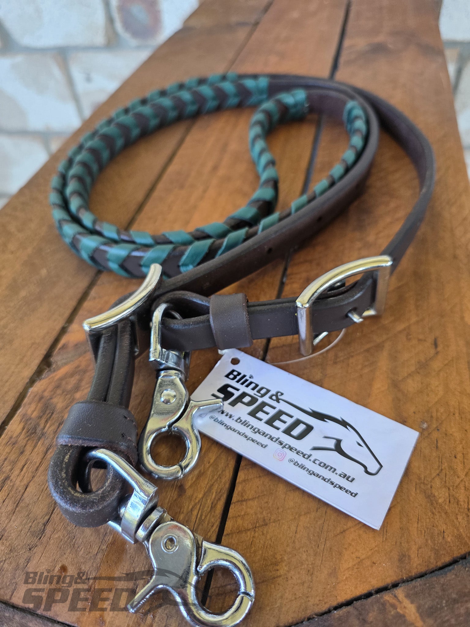 Laced Barrel Reins - Forrest Green