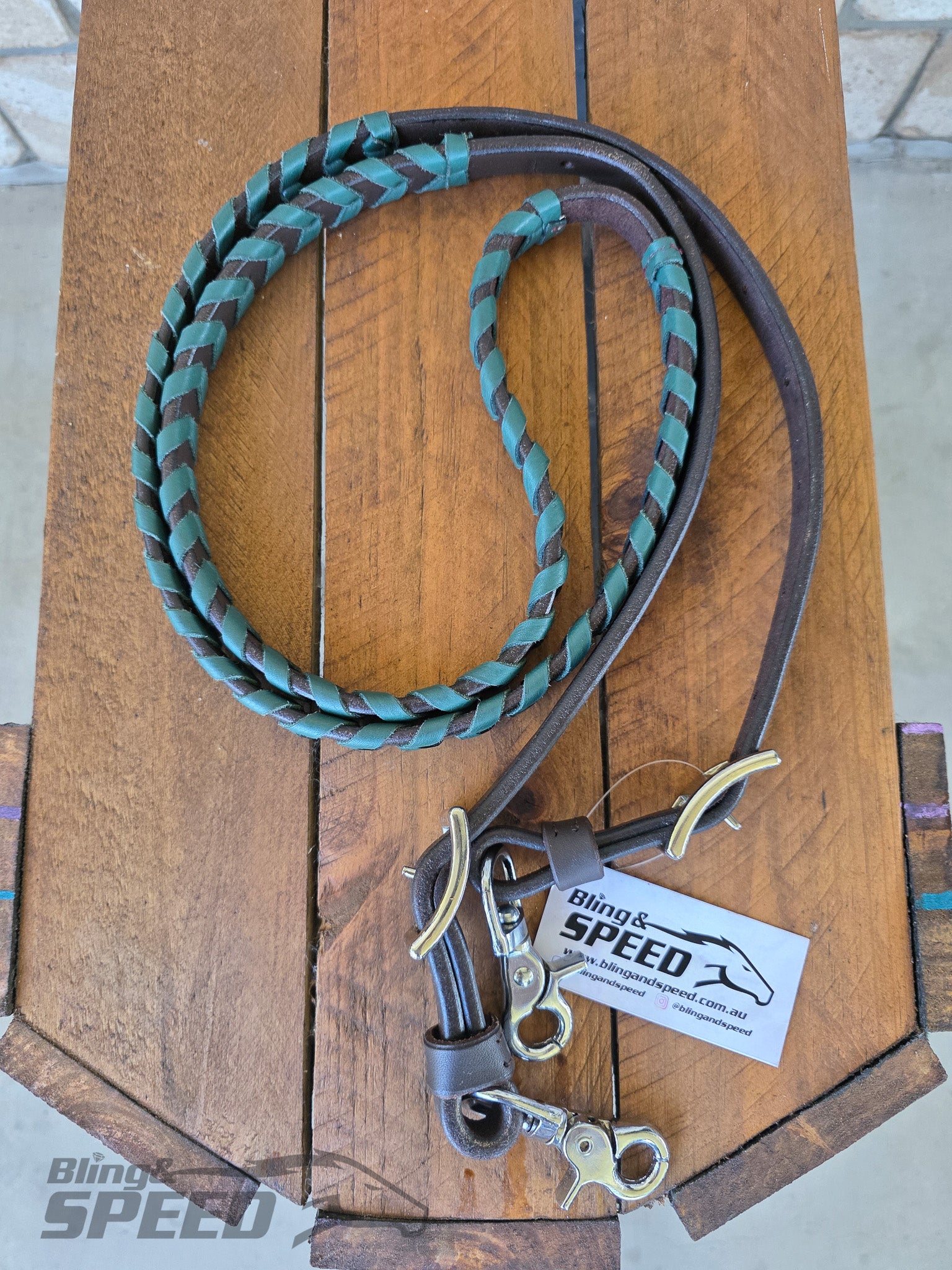 Laced Barrel Reins - Forrest Green