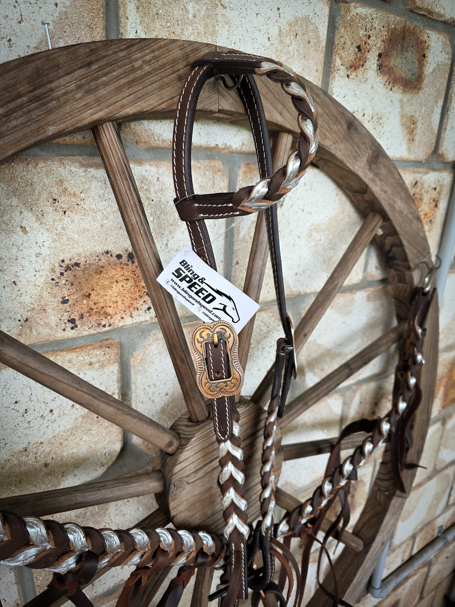 Metallic Silver Plait Breastcollar and Bridle Set