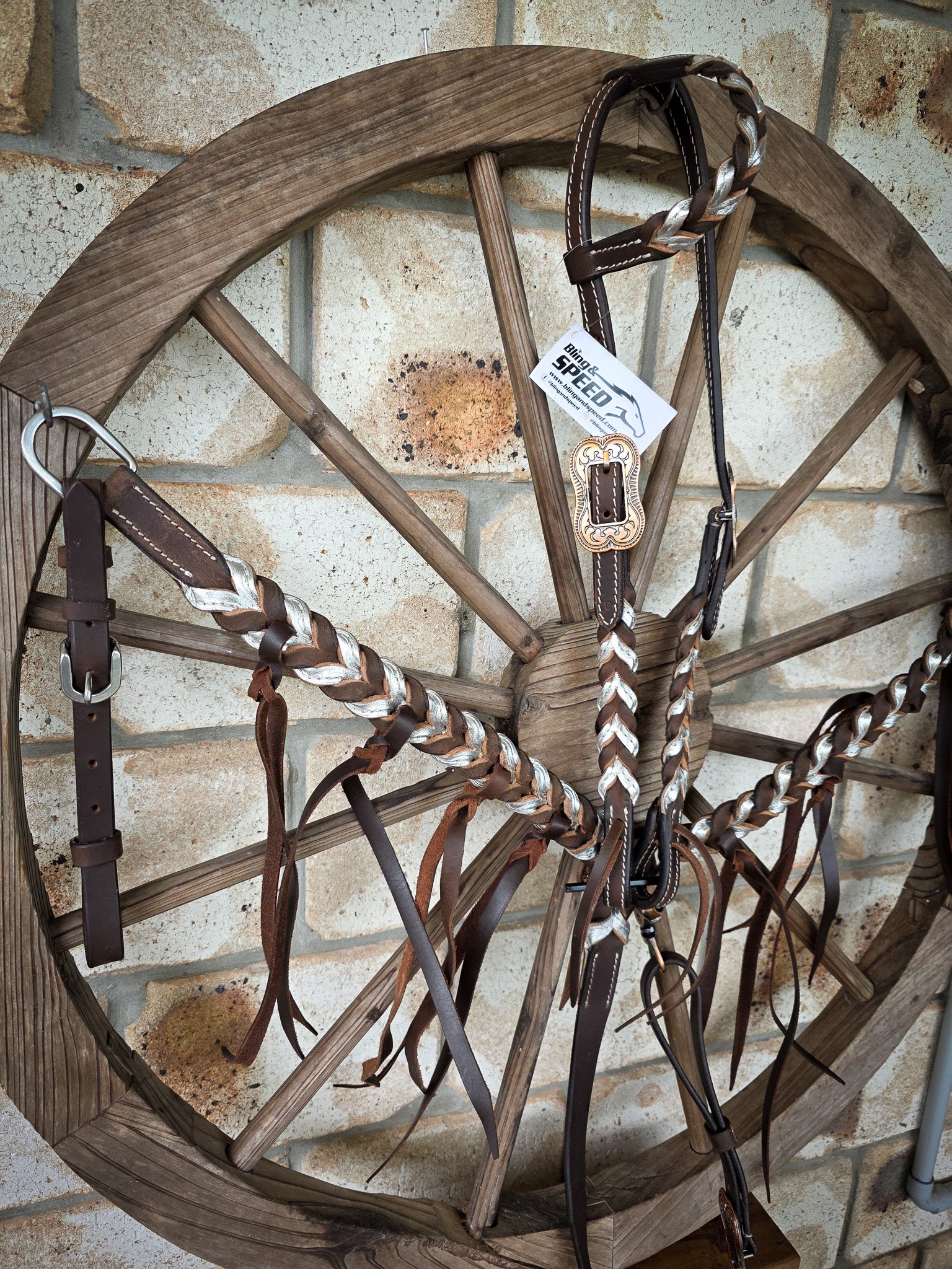 Metallic Silver Plait Breastcollar and Bridle Set