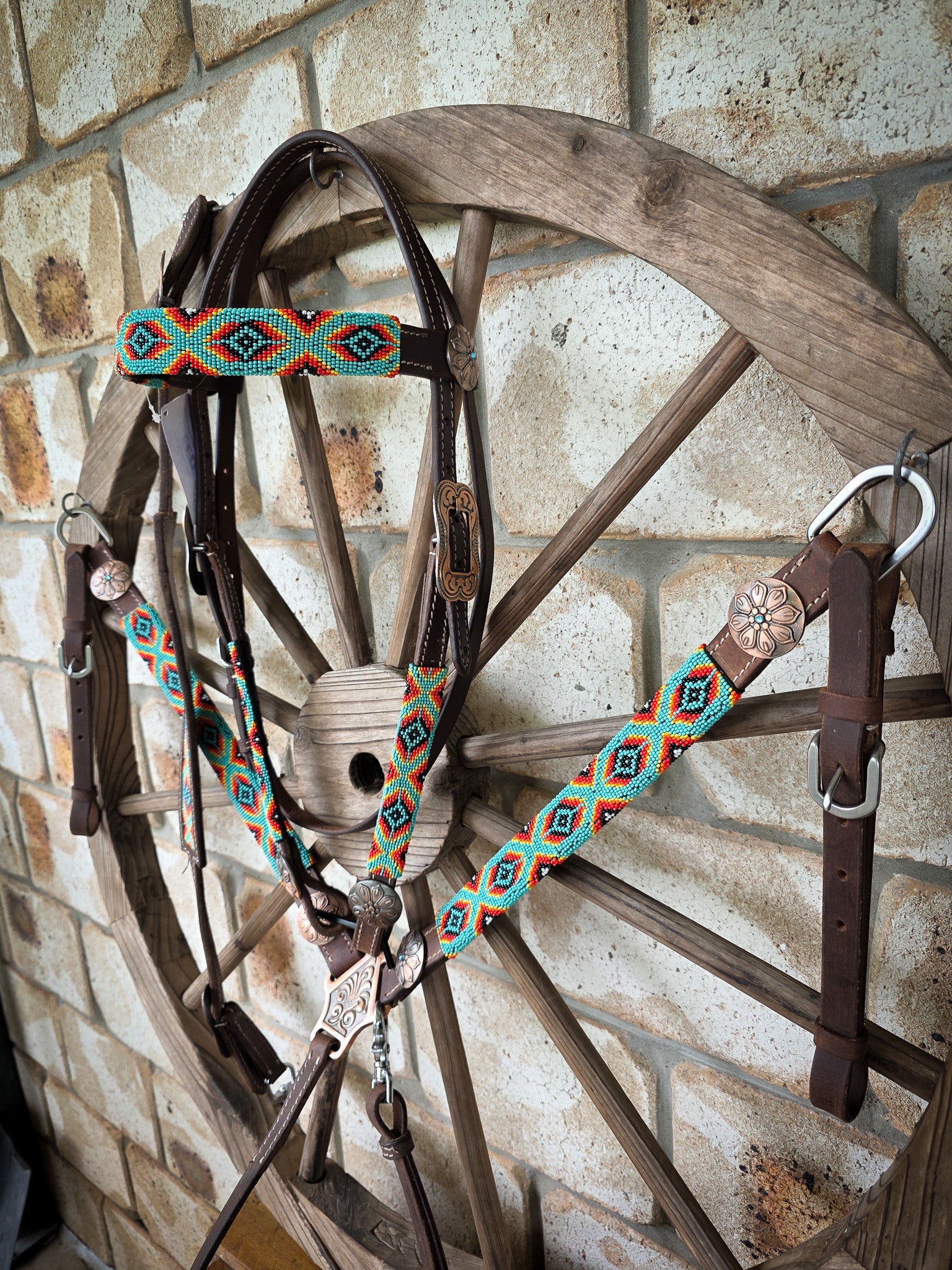 Beaded Heatwave Breastcollar, Bridle and Wither strap Set