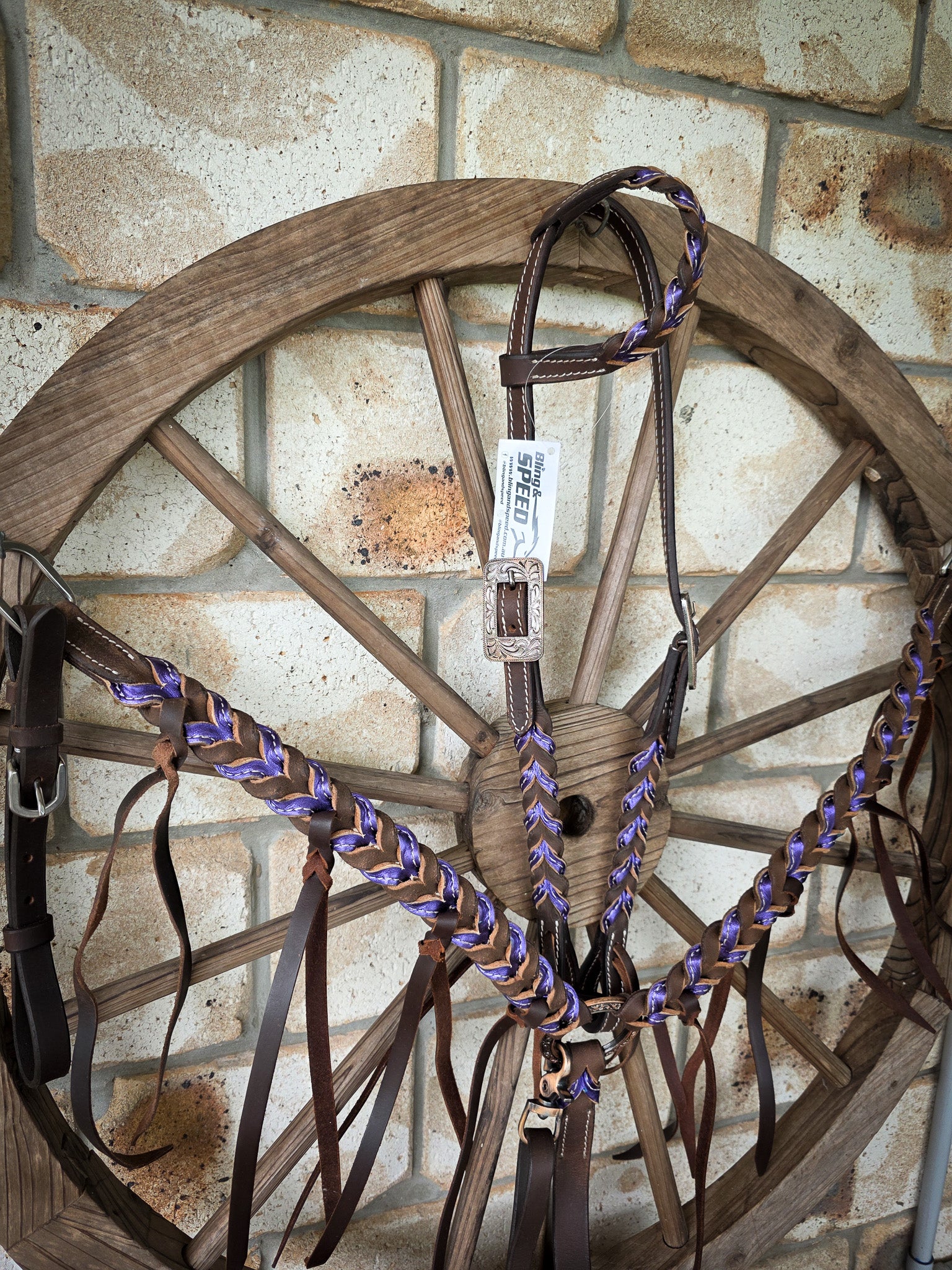 Metallic Purple Plait Breastcollar and Bridle Set