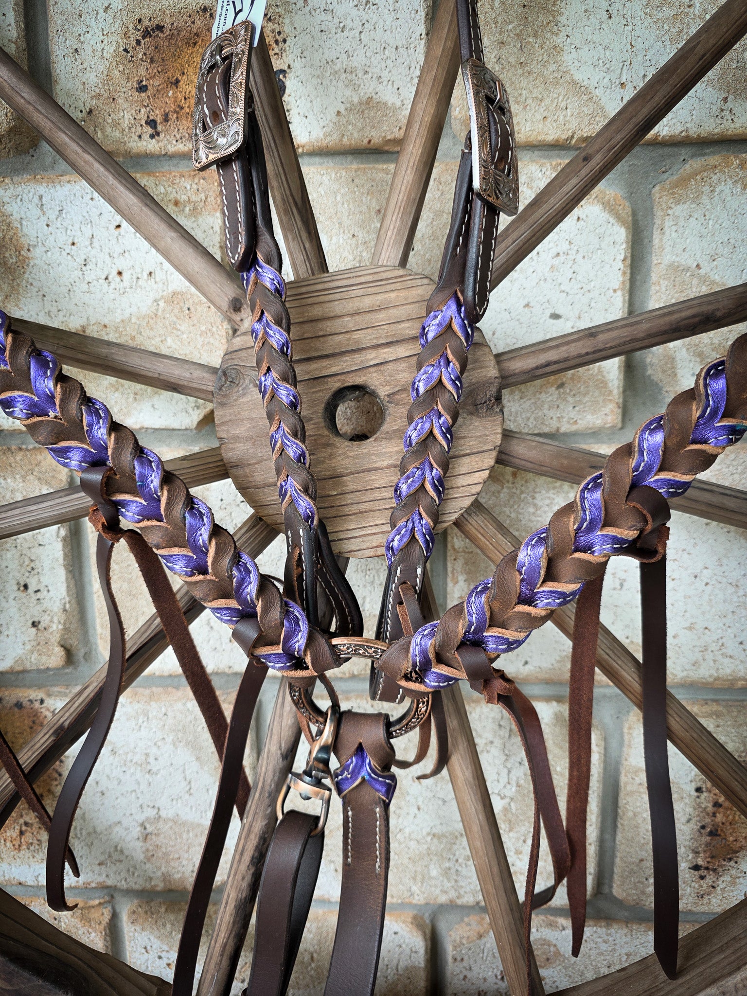 Metallic Purple Plait Breastcollar and Bridle Set