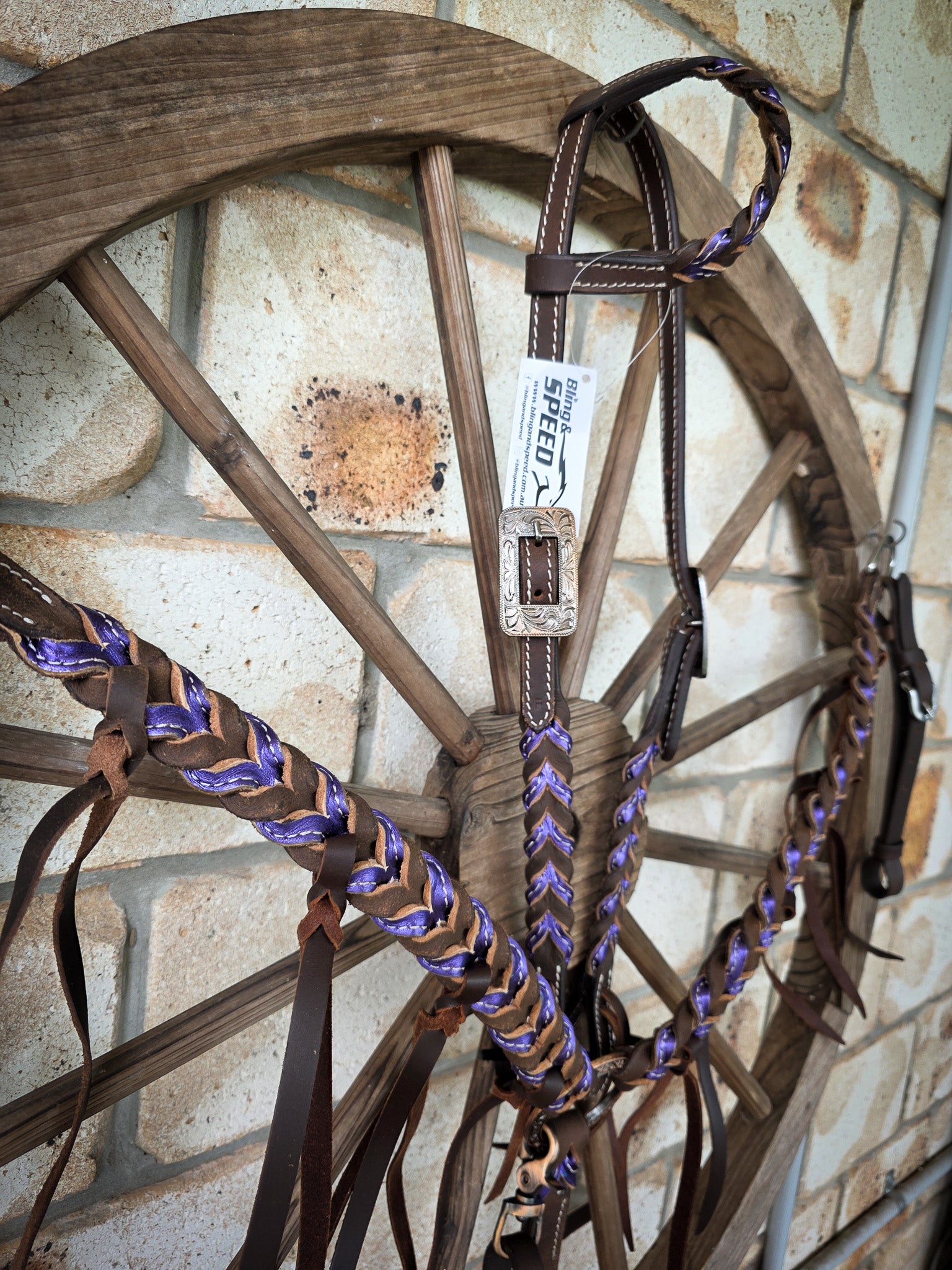Metallic Purple Plait Breastcollar and Bridle Set