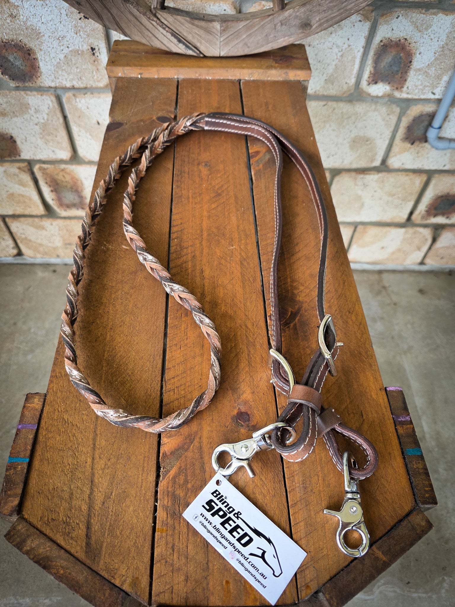 Twisted Bloodknot Barrel Reins - Pewter