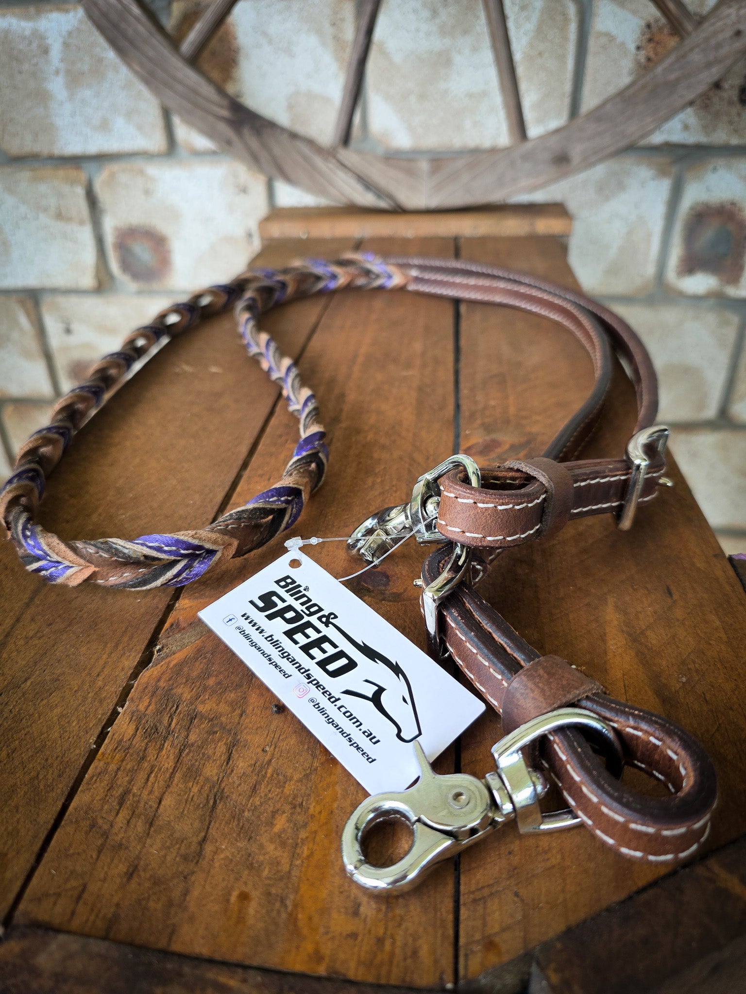 Twisted Bloodknot Barrel Reins - Metallic Purple