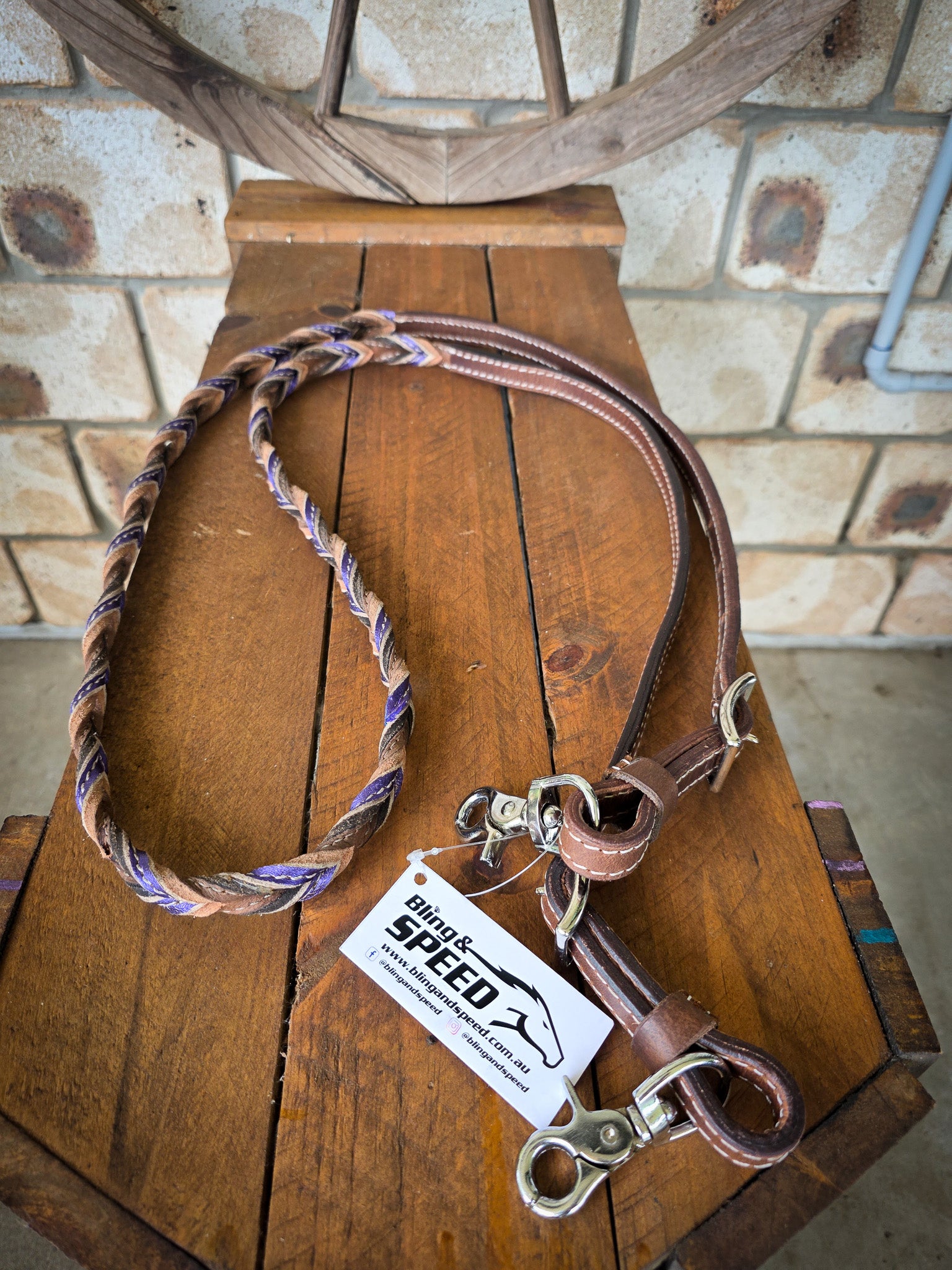 Twisted Bloodknot Barrel Reins - Metallic Purple