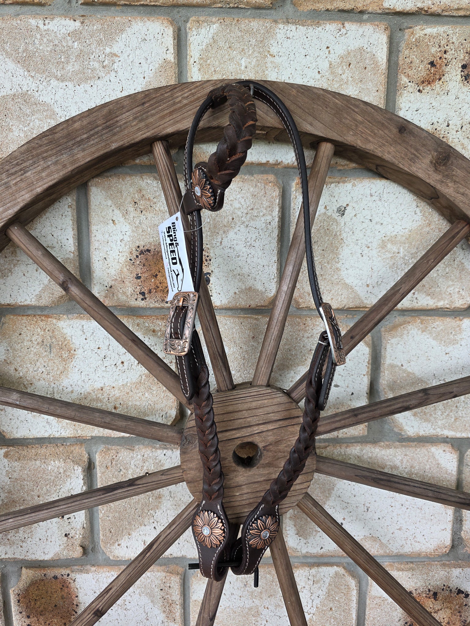 One Ear Plait Bridle with Sunflower Concho
