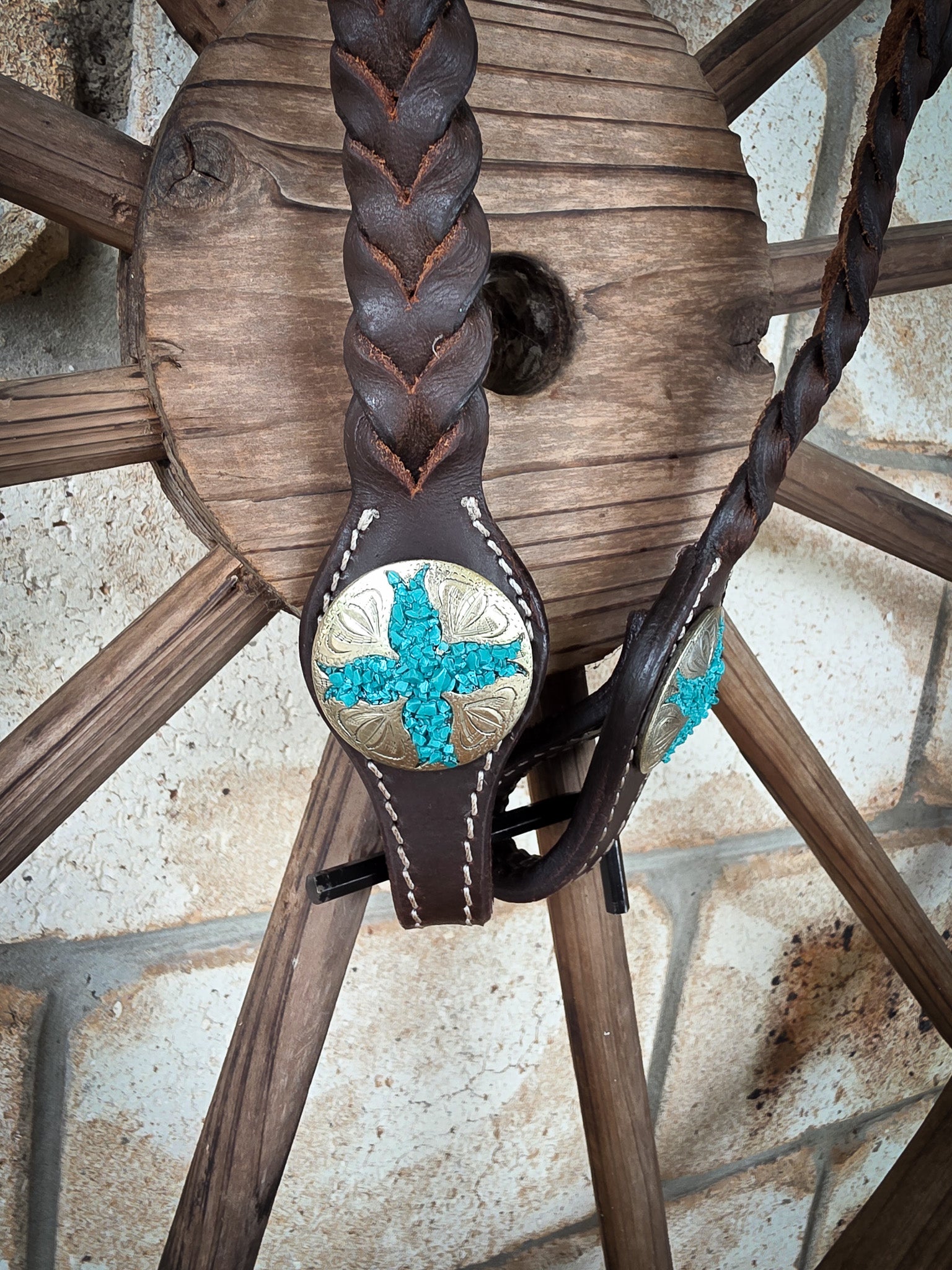 One Ear Plait Bridle with Crushed Stone Concho