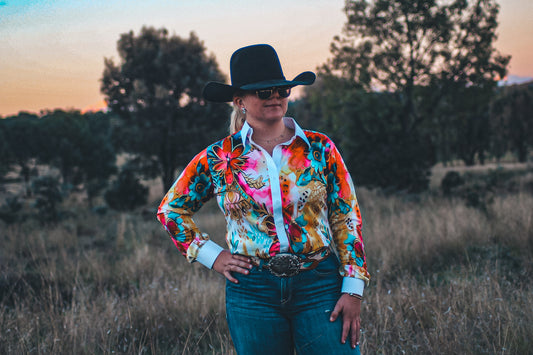 Pink & Gold Flowers Arena Shirt