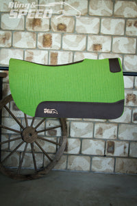 Standard Wither Relief - Round Skirt Merino Wool Barrel and Fender Saddle Pad - Lime Green
