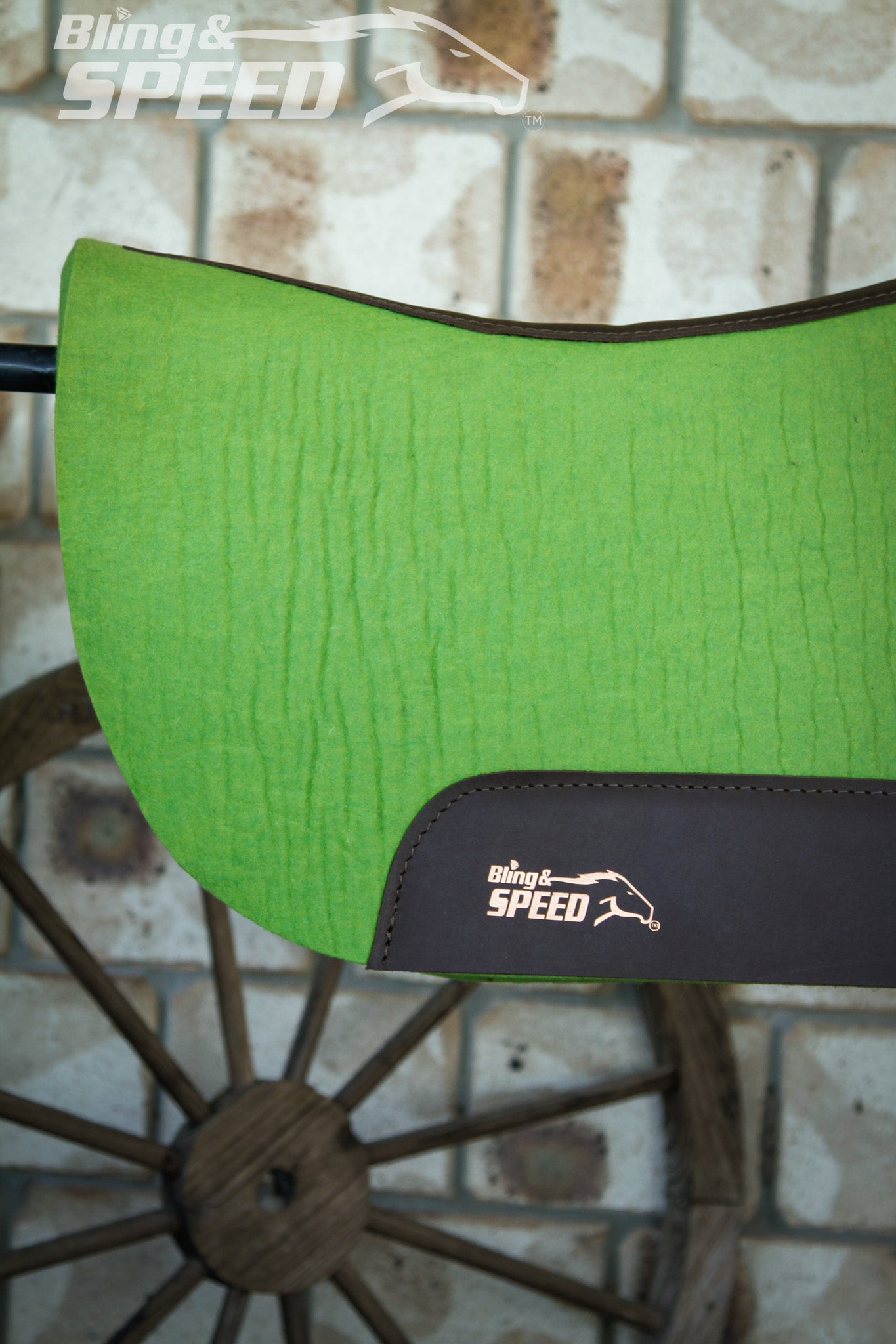 Standard Wither Relief - Round Skirt Merino Wool Barrel and Fender Saddle Pad - Lime Green