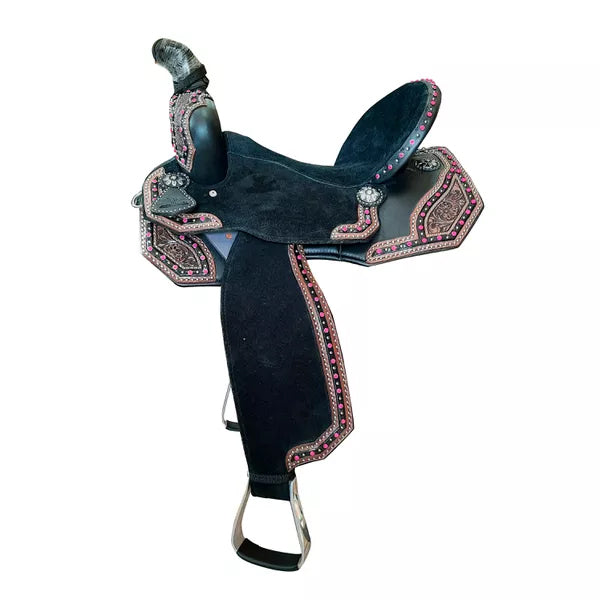 Neoprene Leather Mix Barrel Racing Saddle - PBR08