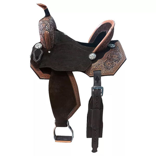 Neoprene Leather Mix Barrel Racing Saddle - PBR15