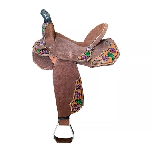 Neoprene Leather Mix Barrel Racing Saddle - PBR18