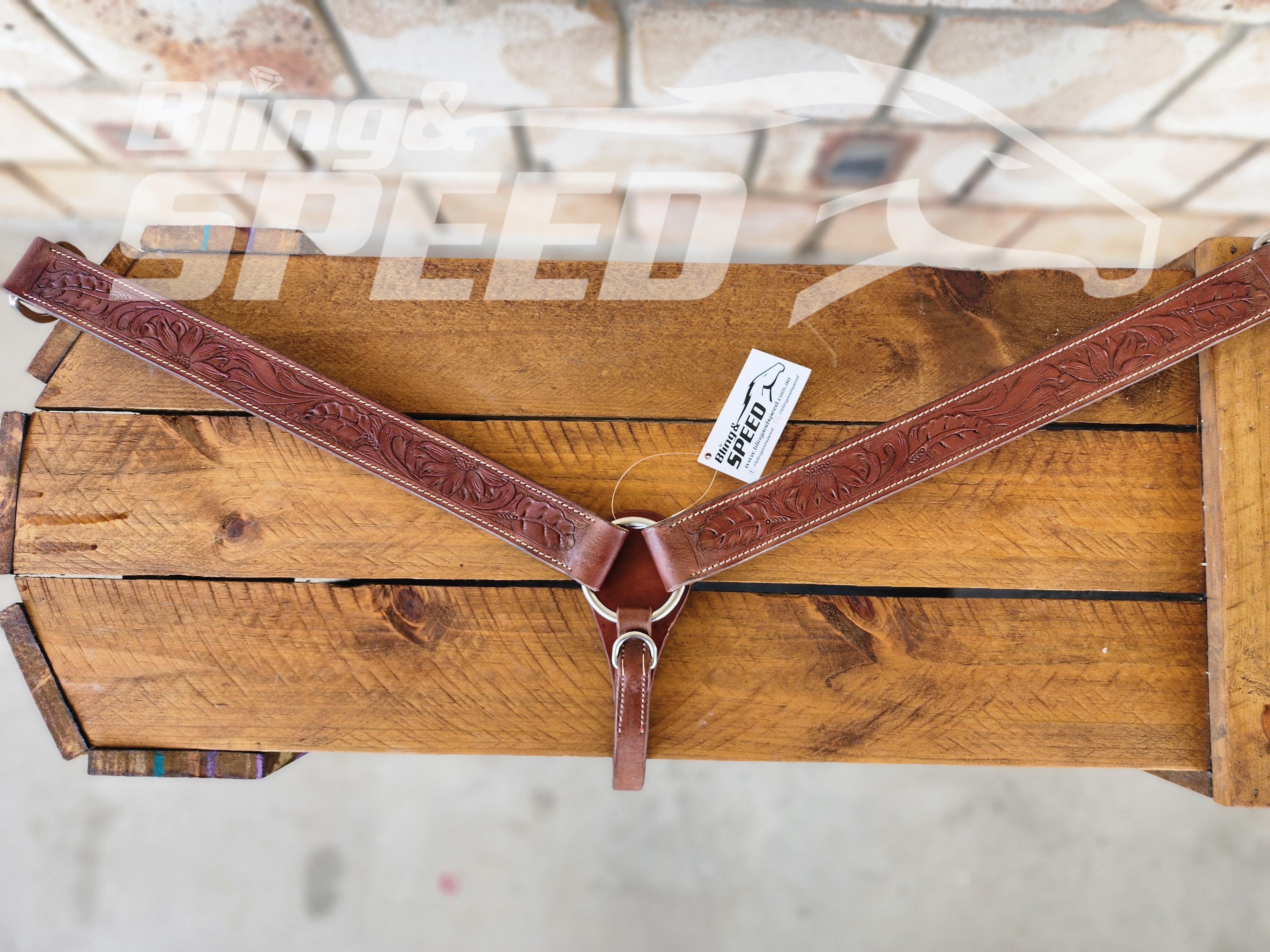 Leather Breast Collar with Sunflower Tooling (8065649311982)