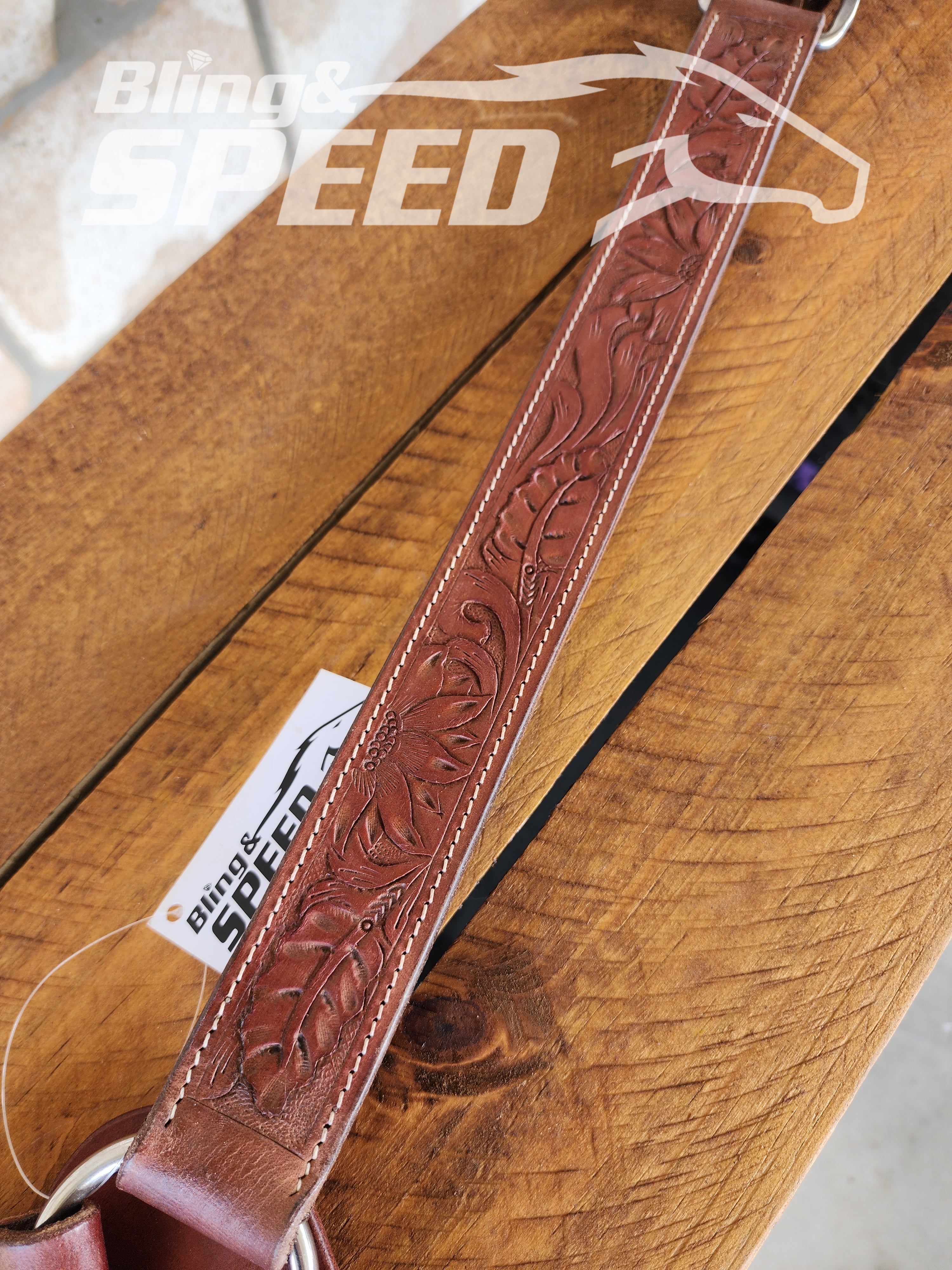 Leather Breast Collar with Sunflower Tooling (8065649311982)