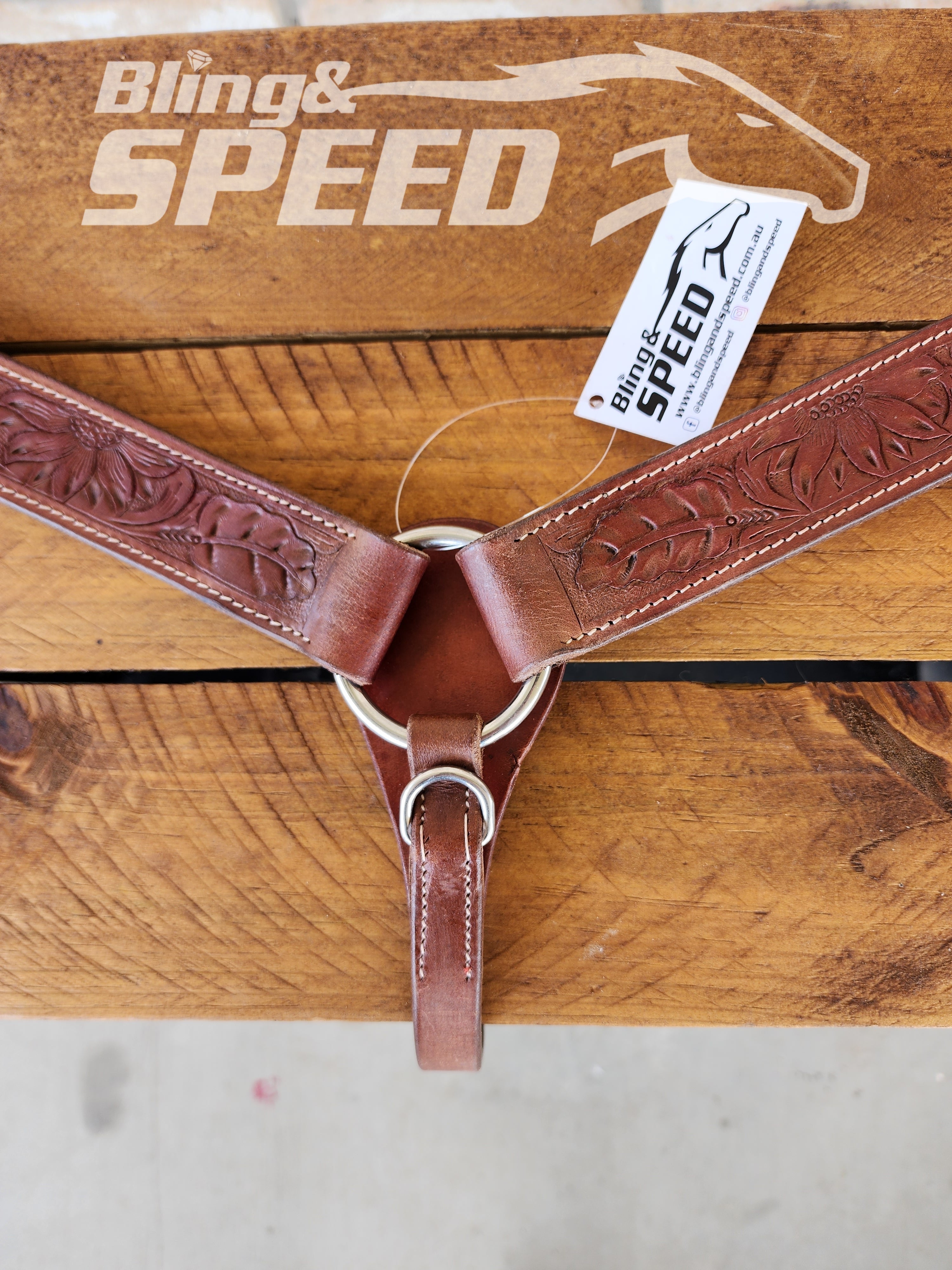 Leather Breast Collar with Sunflower Tooling (8065649311982)