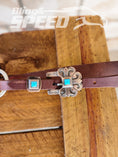 Load image into Gallery viewer, Leather Breast Collar with Sunflower Tooling and Turquoise Buckles (8065649410286)
