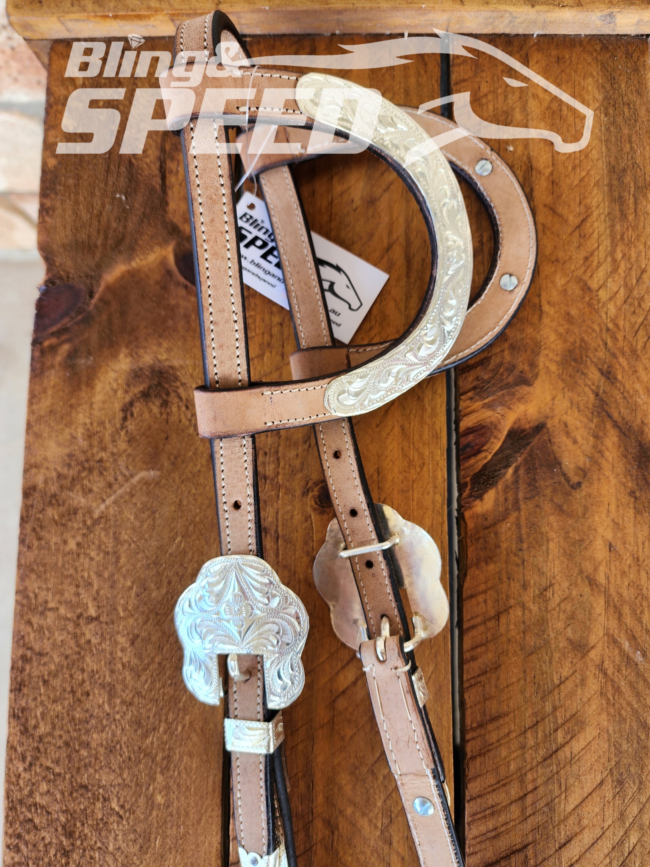 Two Ear Leather Bridle with Silver (8065647182062)