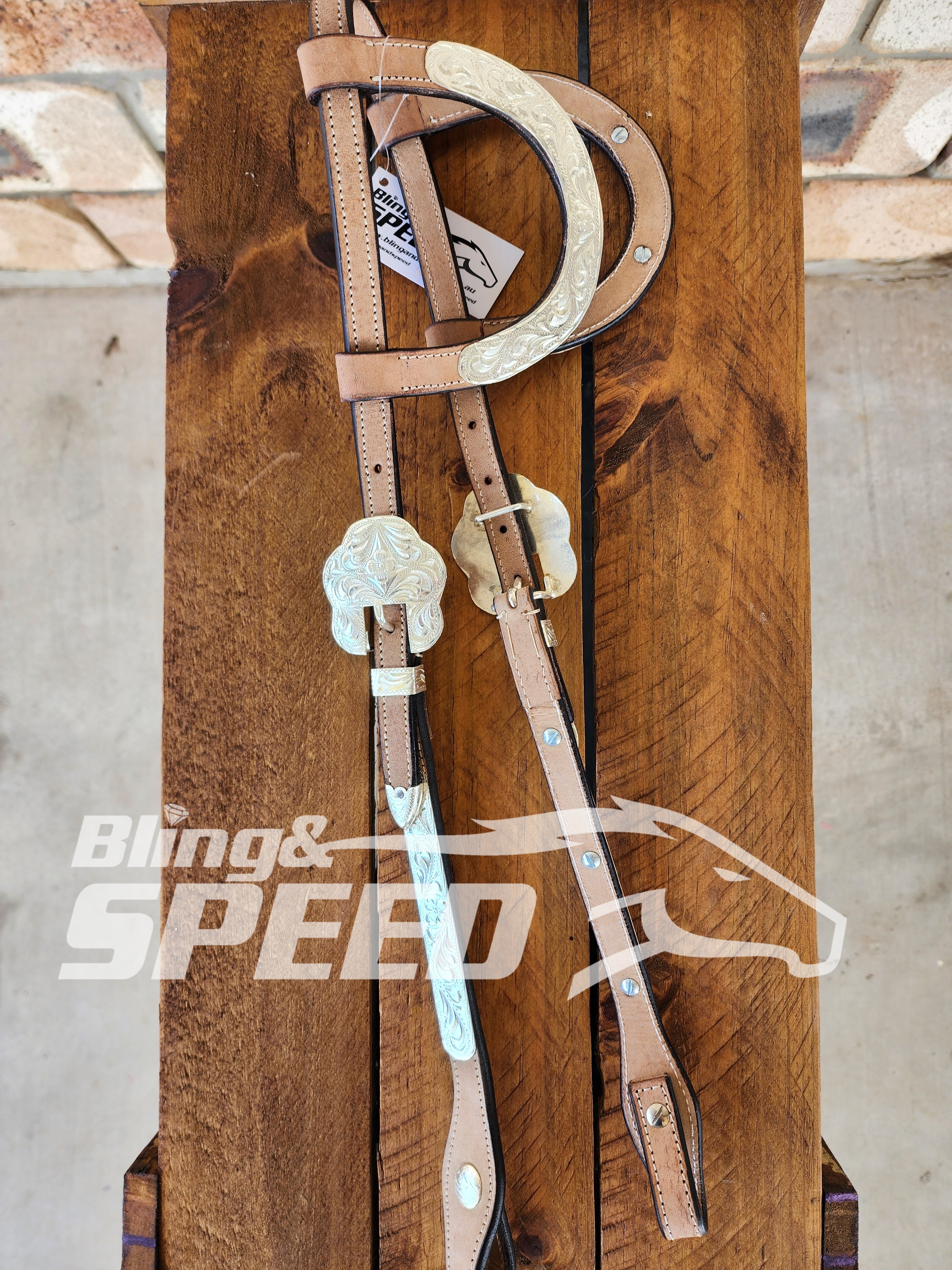Two Ear Leather Bridle with Silver (8065647182062)