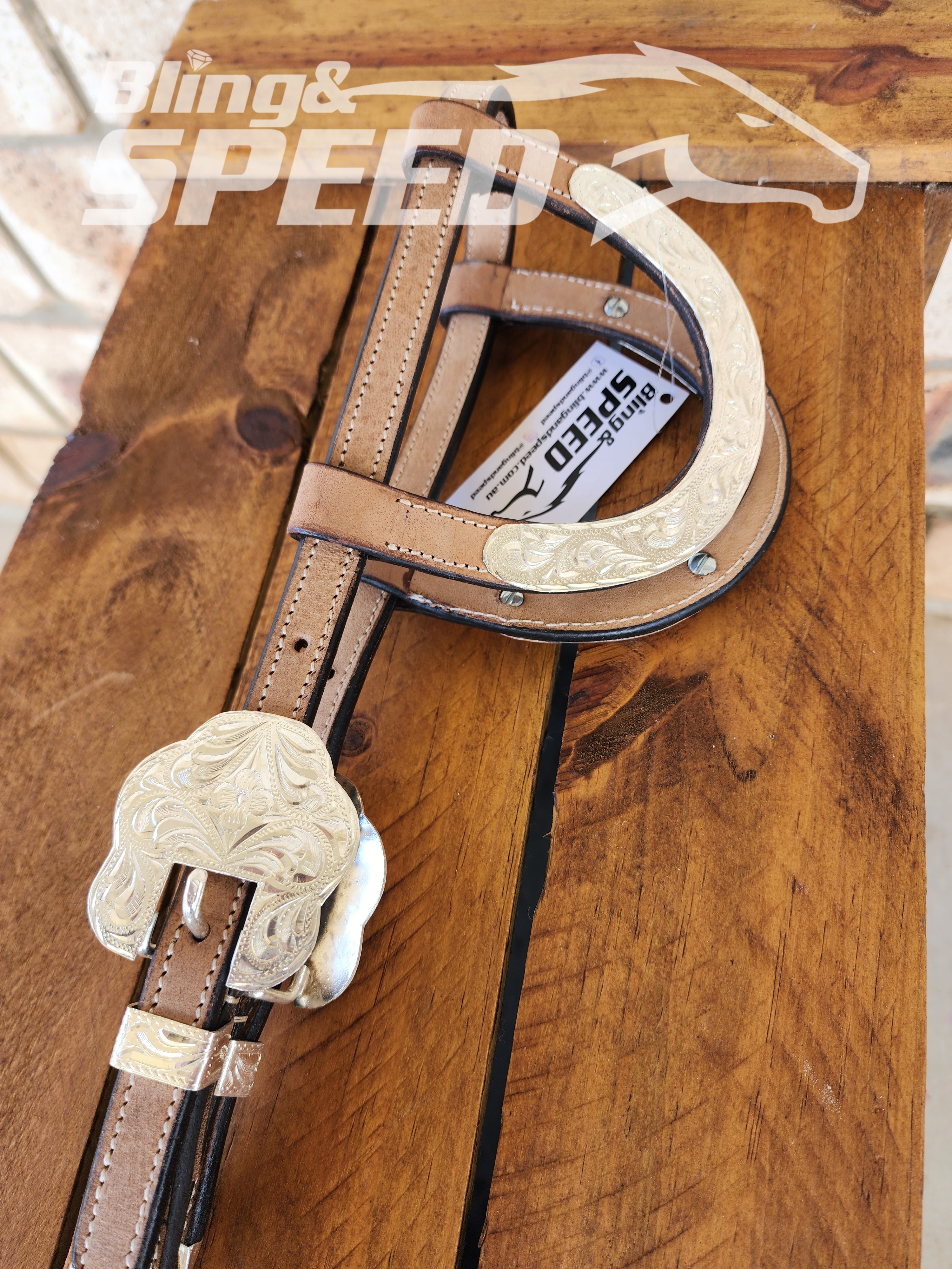 Two Ear Leather Bridle with Silver (8065647182062)
