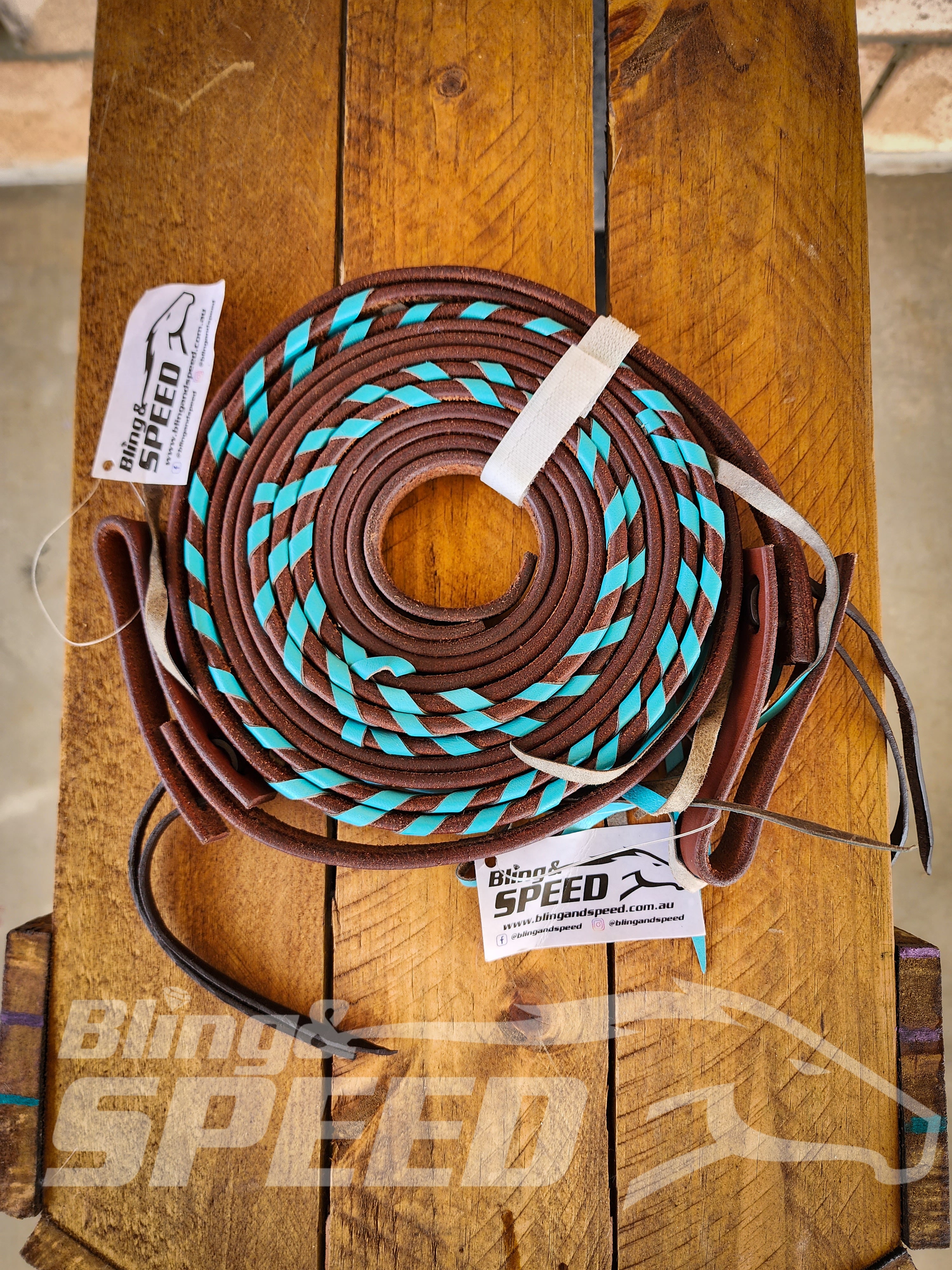 CSS Split Reins- Turquoise & Black