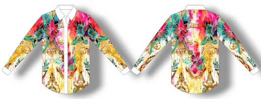 Pink & Gold Flowers Arena Shirt