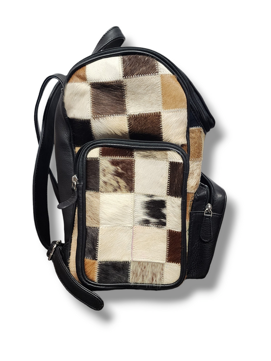Cowhide and Leather Backpack with Cards
