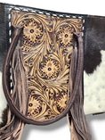 Load image into Gallery viewer, Cowhide with Leather Tooling Shoulder Bag
